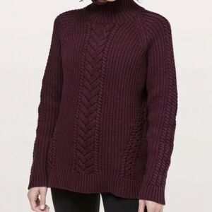 Lululemon Women's Burgundy Cable Knit Sweater